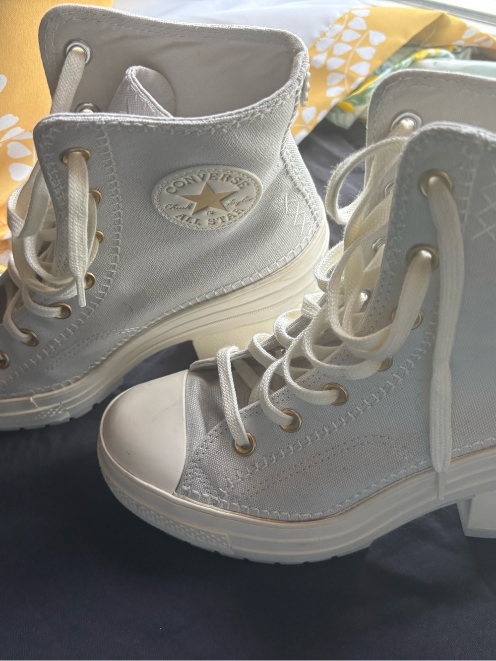 Converse Cream High-Top Lace-Up Platform Boots